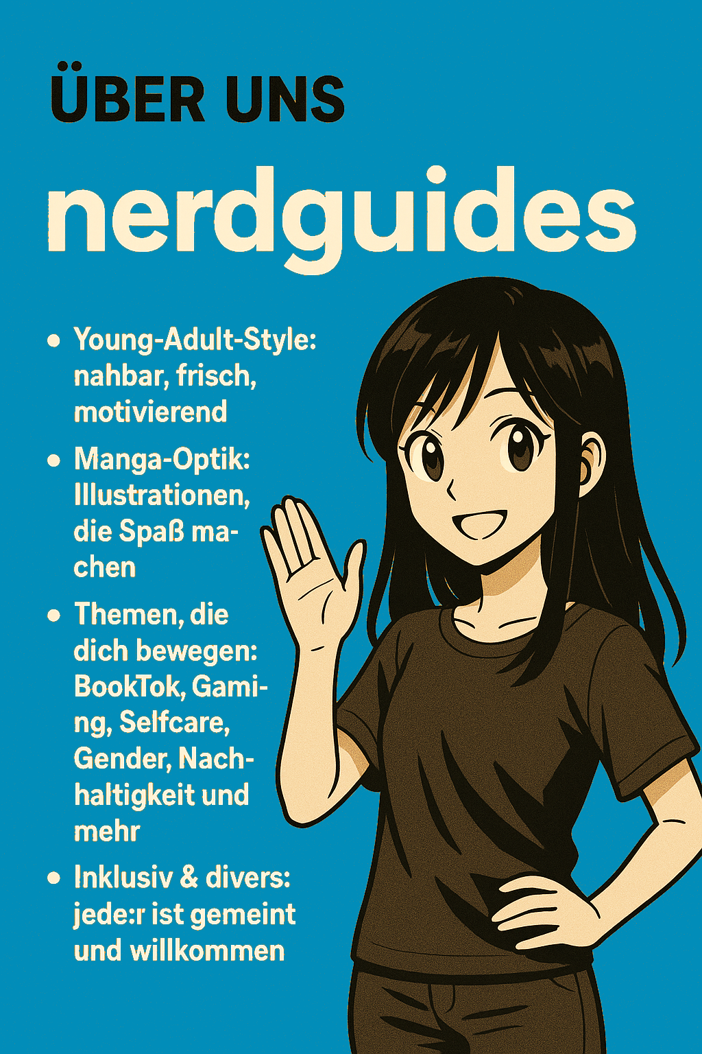 nerdguides über uns im Manga-Stil: Young-Adult Ratgeber