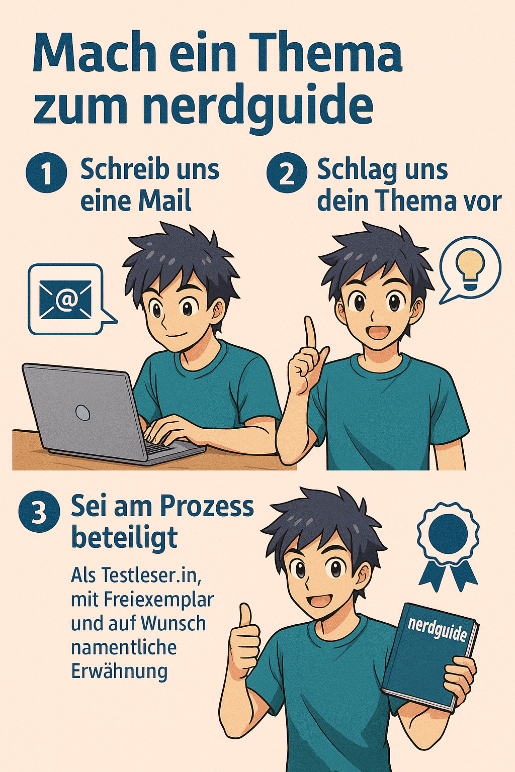 Mach dein eigenes Thema zum nerdguide und erhalte ein Freiexemplar