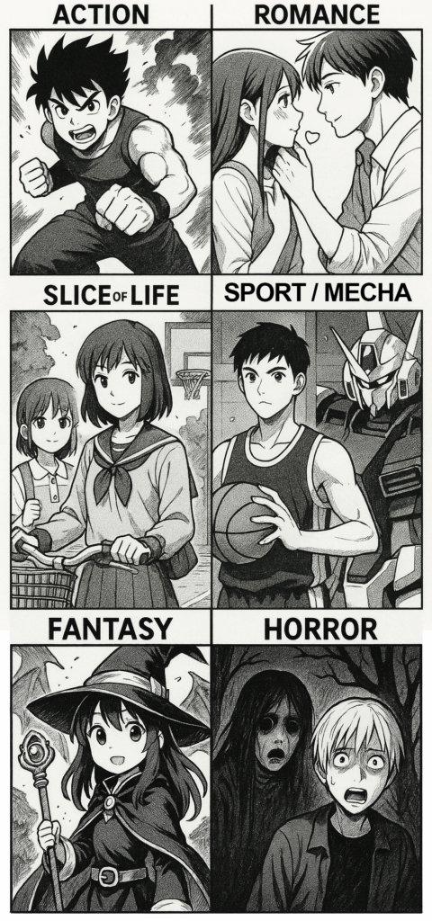 Manga Themen_Abenteuer, Romantik, Fantasy, Slice of Life